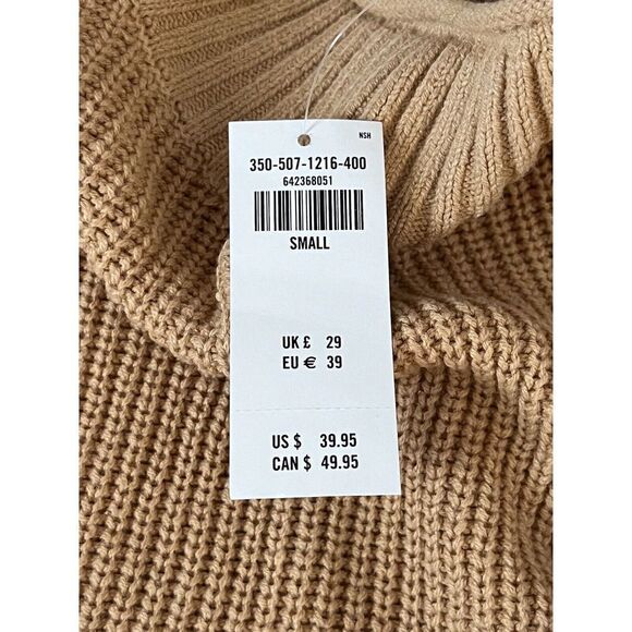 Hollister Womens Tan Ribbed Knit Mock Turtle Neck Sweater Dolman Sleeves Small - Picture 8 of 10